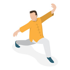 3D Isometric Flat  Set of Tai Chi. Item 2