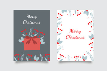 Merry Christmas and Happy Holidays New Year card, floral frame and background design. Modern universal artistic template. Vector illustration