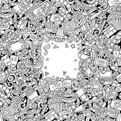 Cartoon cute doodles cinema frame design