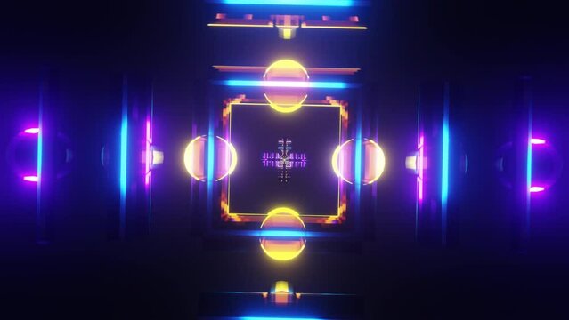 A dynamic VJ Loop backdrop infused with neon disco vibes.