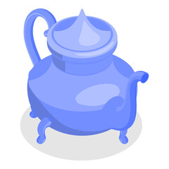 3D Isometric Flat  Set of Arabic Teapot. Item 3