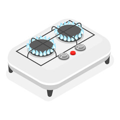 3D Isometric Flat  Set of Camping Stoves. Item 1