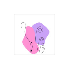 Botanical line Flower art vector illustration on white background