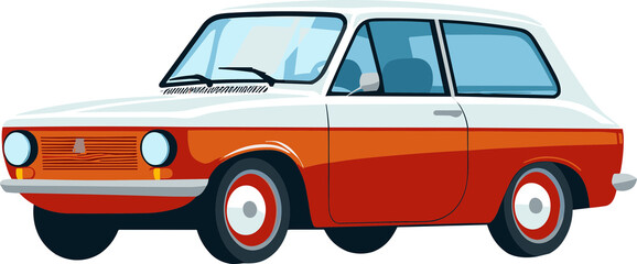 Retro Car Illustration in transparant background 