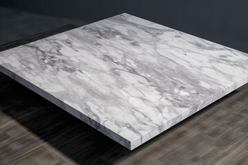 Decorative white marble countertop for living room, featuring brownish gray grains. Used for floors, tables, and furniture. Generative AI