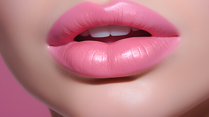 Obraz premium close up of mouth with pink lips and teeth visible