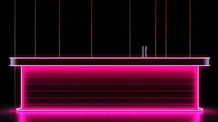 Pink Neon lights bar banner with black background. generative AI. - obrazy, fototapety, plakaty