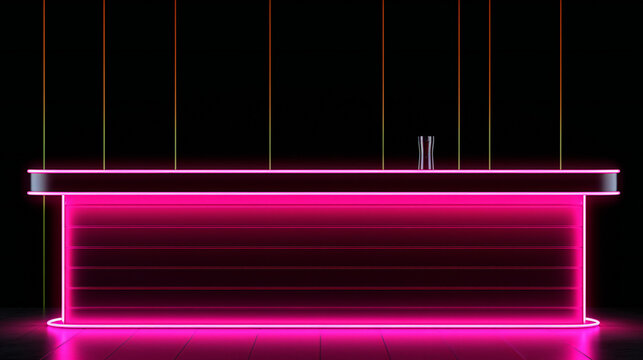 Pink Neon lights bar banner with black background. generative AI.