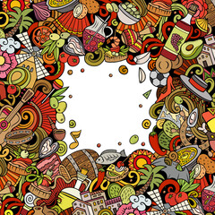 Naklejka premium Spain cartoon vector doodles frame