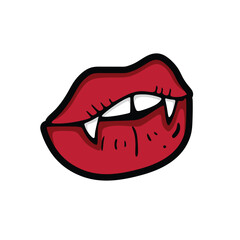 vector vampire lips with white background