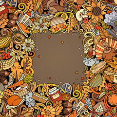 Cartoon vector doodles Happy Thanksgiving Day frame