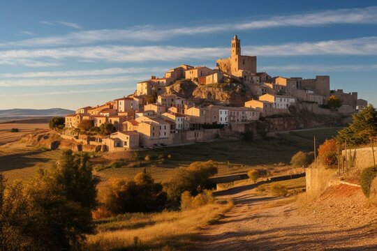 Tomelloso town in Castille-La Mancha region against a background image. Generative AI
