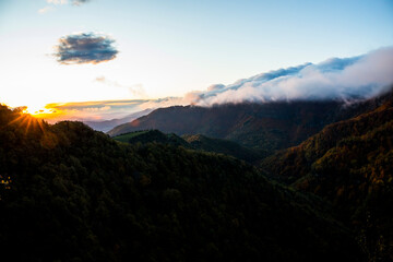 Autumn sunrise in Puigsacalm peak, La Garrotxa, Spain
