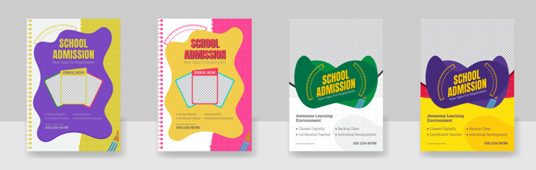 school education admission flyer poster layout template, Modern Kids back to school education admission flyer poster layout template