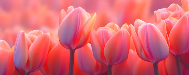 Wandcirkels aluminium close up of a field of colorful tulips © fraudiana