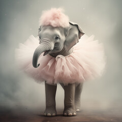 a little baby elephant dressed in tutu