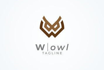Owl logo design. modern letter W and Owl head combination. vector illustration