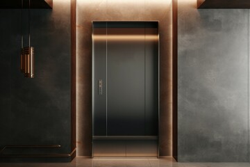 Illustrative Elevator mockup background. Concrete floor. Generate Ai