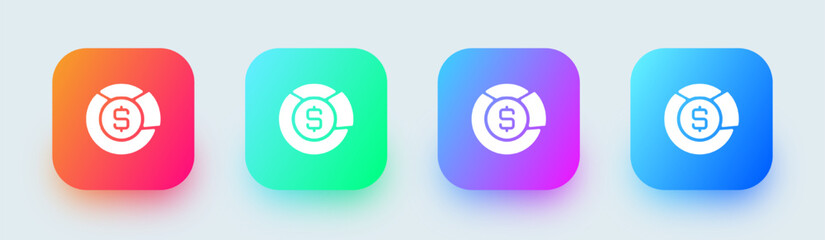 Budget solid icon in square gradient colors. Finance signs vector illustration.
