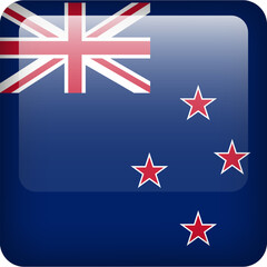 New Zealand flag button. Square emblem of New Zealand. Vector New Zealand flag, symbol. Colors correctly.