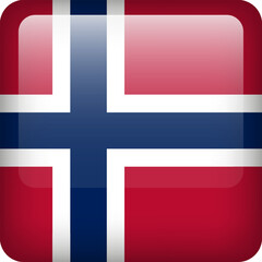 Obraz premium Norway flag button. Square emblem of Norway. Vector Norway flag, symbol. Colors and proportion correctly.