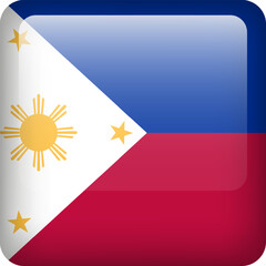 Philippines flag button. Square emblem of Philippines. Vector Philippines flag, symbol. Colors correctly.