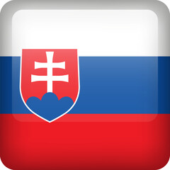 Slovakia flag button. Square emblem of Slovakia. Vector Slovakia flag, symbol. Colors correctly.