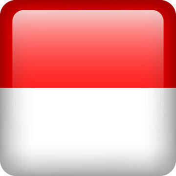 Indonesia flag button. Square emblem of Indonesia. Vector Indonesia flag, symbol. Colors correctly.