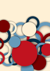 Colorful geometric abstract background. Overlapping colorful circles and rings. Modern elegance, bright fashion background. Brochure and banner template. Vector