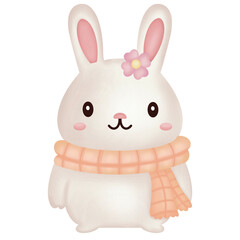 cute bunny rabbit with orange scarf