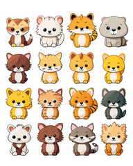 Obraz premium A set of strange, funny, super cute animals, aliens, characters