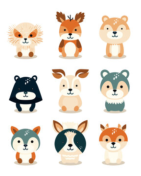 A set of strange, funny, super cute animals, aliens, characters