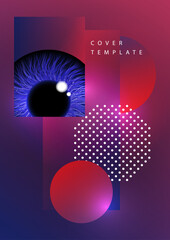 Creative background, pupil of the eye. Technologies. Vector