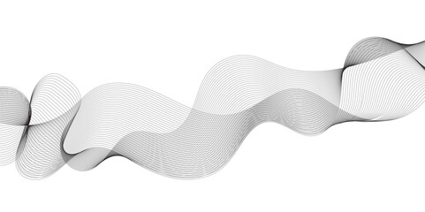 Abstract wavy technology curve lines on transparent background isolated. Grey wave swirl, frequency sound wave, twisted curve lines with blend effect. Abstract business wave lines. vector illustration