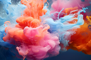 Obraz premium colorful smoke on dark background. Motion Color drop in water,Ink swirling in ,Colorful ink abstraction.Fancy Dream