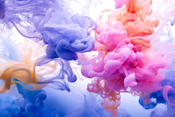 Obraz premium colorful smoke on dark background. Motion Color drop in water,Ink swirling in ,Colorful ink abstraction.Fancy Dream