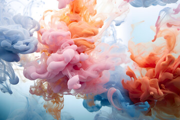 colorful smoke on dark background. Motion Color drop in water,Ink swirling in ,Colorful ink abstraction.Fancy Dream