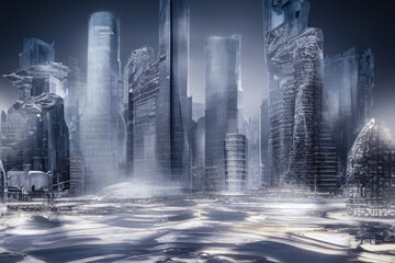 a futuristic winter in the city