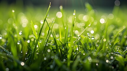 green grass with dew