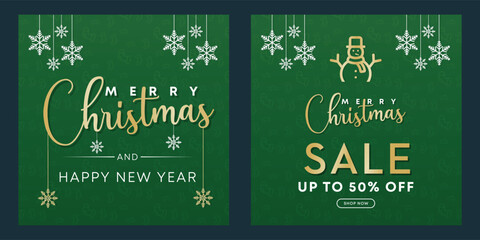 Christmas discount promo offers sale holiday seasonal banner. Modern Xmas banner design. Winter holidays social media poster. Merry Christmas and Happy New Year shopping promotion post - obrazy, fototapety, plakaty