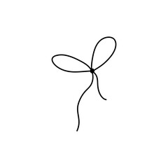 Simple line bows on ribbon. Bow on string, lines and corners decoration design. 