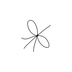 Simple line bows on ribbon. Bow on string, lines and corners decoration design. 