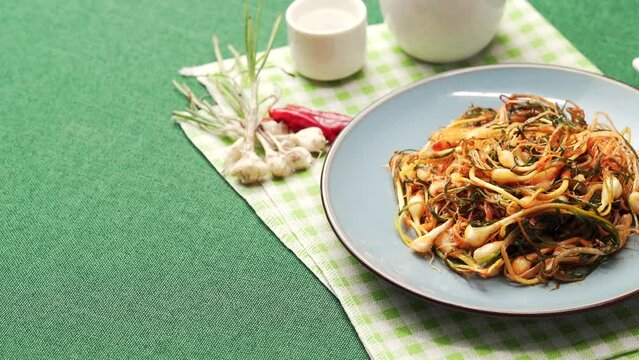 Korean specialty pickles and garlic salad