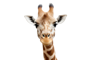 Close-up portrait of Giraffe white background 
