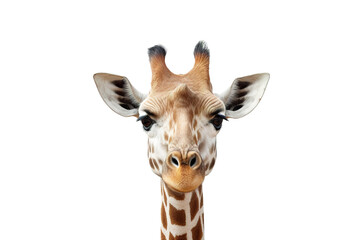 Close-up portrait of Giraffe white background 