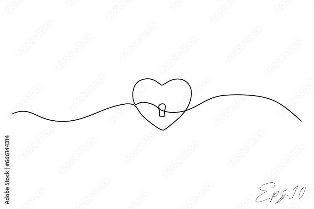 Canvas Prints Continuous line art drawing of love symbol with keyhole