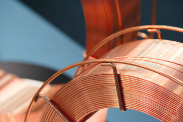 Coil of copper wire for welding tools and other industrial applications