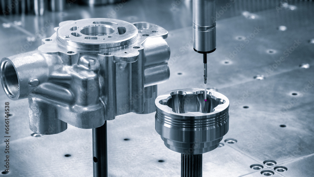 Poster Quality control on milling CNC machine, coordinate measuring machine, Quality control machine
