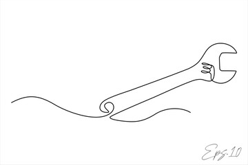 wrench continuous line art drawing