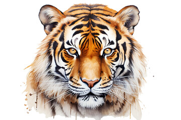 Fototapeta premium Close-up portrait of Tiger white background
